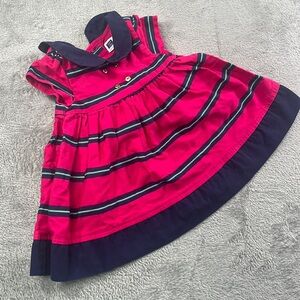 Janie & Jack 0-3 Mos 100% Cotton Pink Blue Striped Lined Dress
